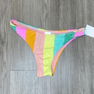 THE BIKINI LAB Women's Pastel Prism Stripe French Cut Bikini Swim Bottom sz M